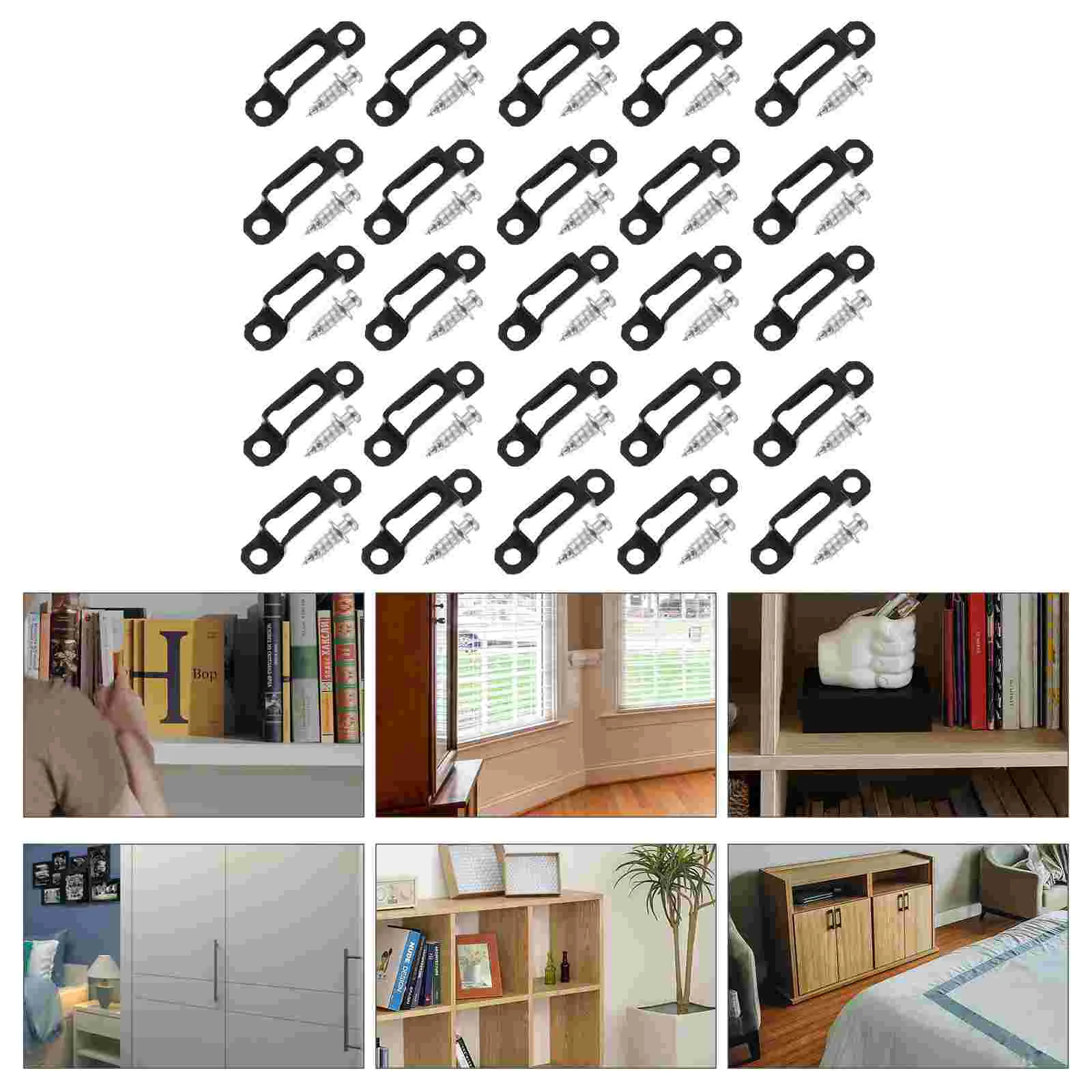 25 Sets Furniture Connector Sturdy Fastener Manganese Steel Connecter Metal Sliding Crimp Wardrobe Connecting Buckle