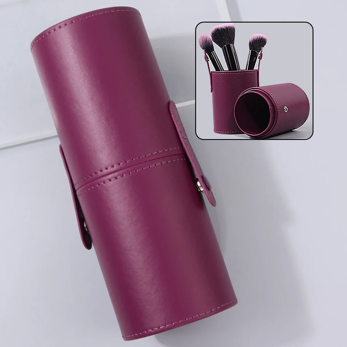 1PC Best-selling Purple PU Leather Makeup Brush Storage Bucket, Easy To Place Large And Small Brushes, A Makeup Storage Tool