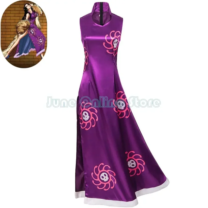 ¡FC6Anime Boa Hancock disfraz de Cosplay para mujer, Señores de la guerra del mar, piel de capilla-Pao con estampado morado, carnaval Sexy Hallo @ FC8!
