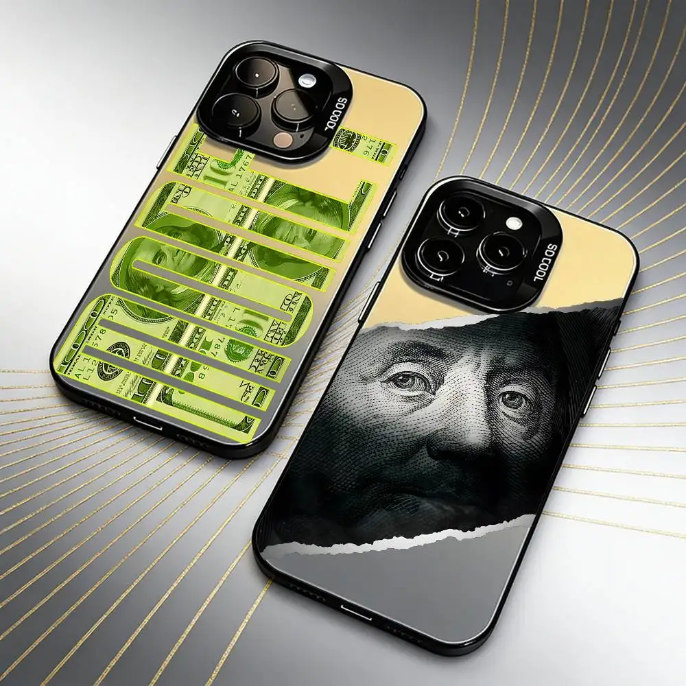 

Novel US Dollar Design Patterns Phone Case For iPhone 16 17 15 14 12 13 Pro Max Black Candy Matte Shockproof Cover