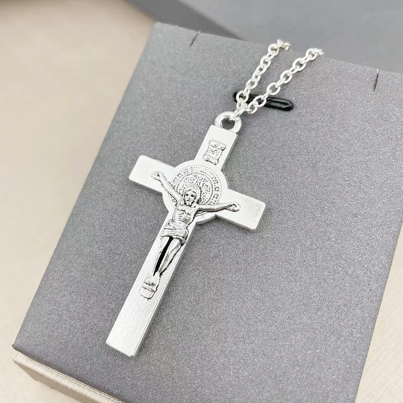 official-website tiki Goth Crosses Pendant Jesus Necklace Women Men Jewelry Cross Necklace Collares Para Mujer