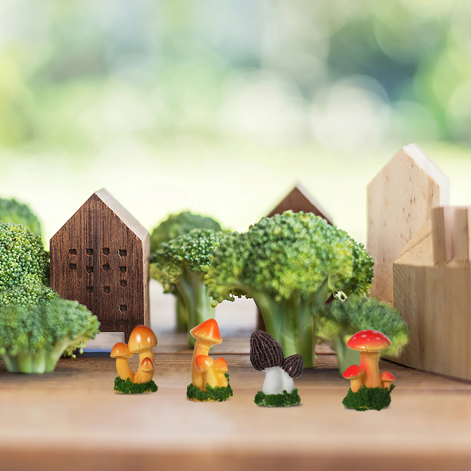

4Pcs Resin Mini Mushroom Decorations Realistic Colorful Garden Indoor Outdoor Micro Landscape Ornaments Miniature Mushroom