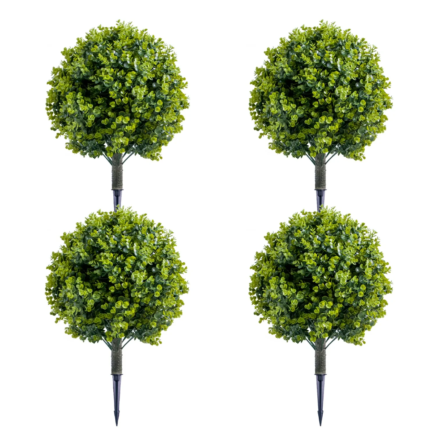 2 Stück/4 Stück künstliche Topiary-Kugelbäume – künstliches Eukalyptus- und Zederngrün mit Erdspießen, künstliche Grünpflanze für den Garten