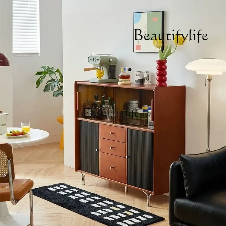 

yj21 Medieval solid wood dining side cabinet integrated cabinet against wall living room modern simple advanced storage tea ca
