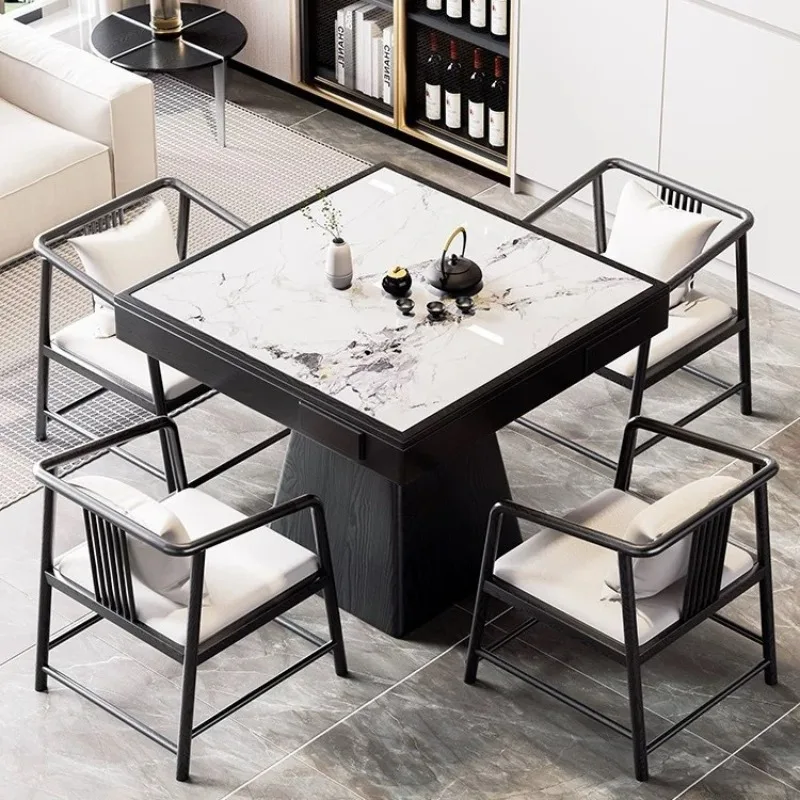 

Modern household high-end egg table solid wood eight immortals square table rock slab square playing card