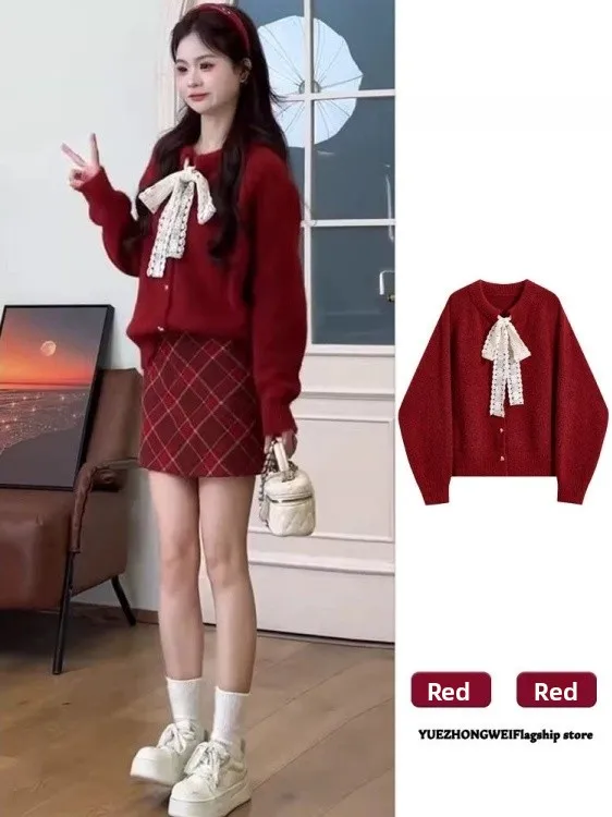 

Красный вязаный свитер с кружевными узлами, женский, весенний, средней мягкости, с длинными рукавами