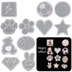 1pc Reflective Patches For Night Clothing Iron On Star Heart Flower Football Hand Diamond Stickers Diy Jackets Badge Appliques