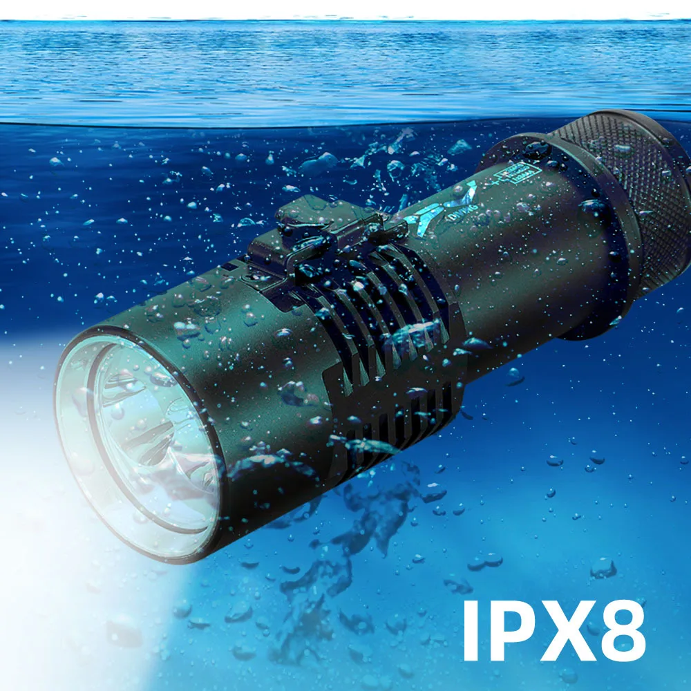 ZK40 IPX8 Waterproof Scuba Diving Light 200 Meter Underwater XHP70 LED Flashlight Diving Lanterna Torch Lamp by With Hand Rope