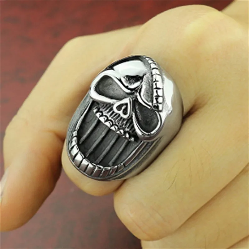 Cool Bottle Opener Ring For Men Hip-Hop Men\'s Metal Skull Rings Ghost Head Skull Ring Gothic Punk Rock Biker Jewelry Accessories