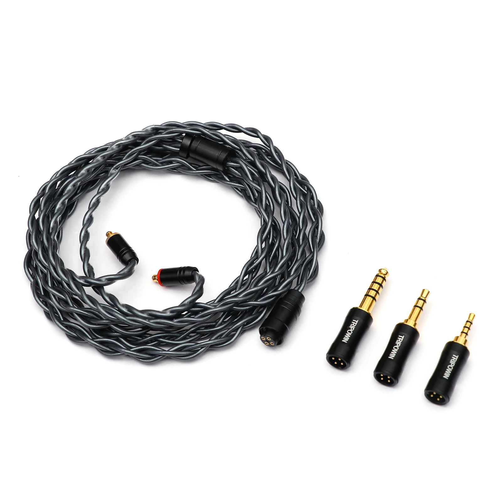 Tripowin Noire Kopfhörer kabel 4-adrig 24awg Occ aktualisiert Hifi Audio abnehmbar 3-in-1 2,5mm/3,5mm/4,4mm Stecker für audiophile Iems – Detail 8