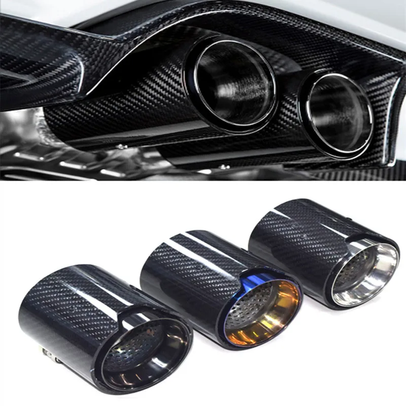 

FOR 2015-2019 BMW M2 M3 M4 CARBON FIBER STAINLESS EXHAUST TIP PIPE FINISHERS 4 Pieces