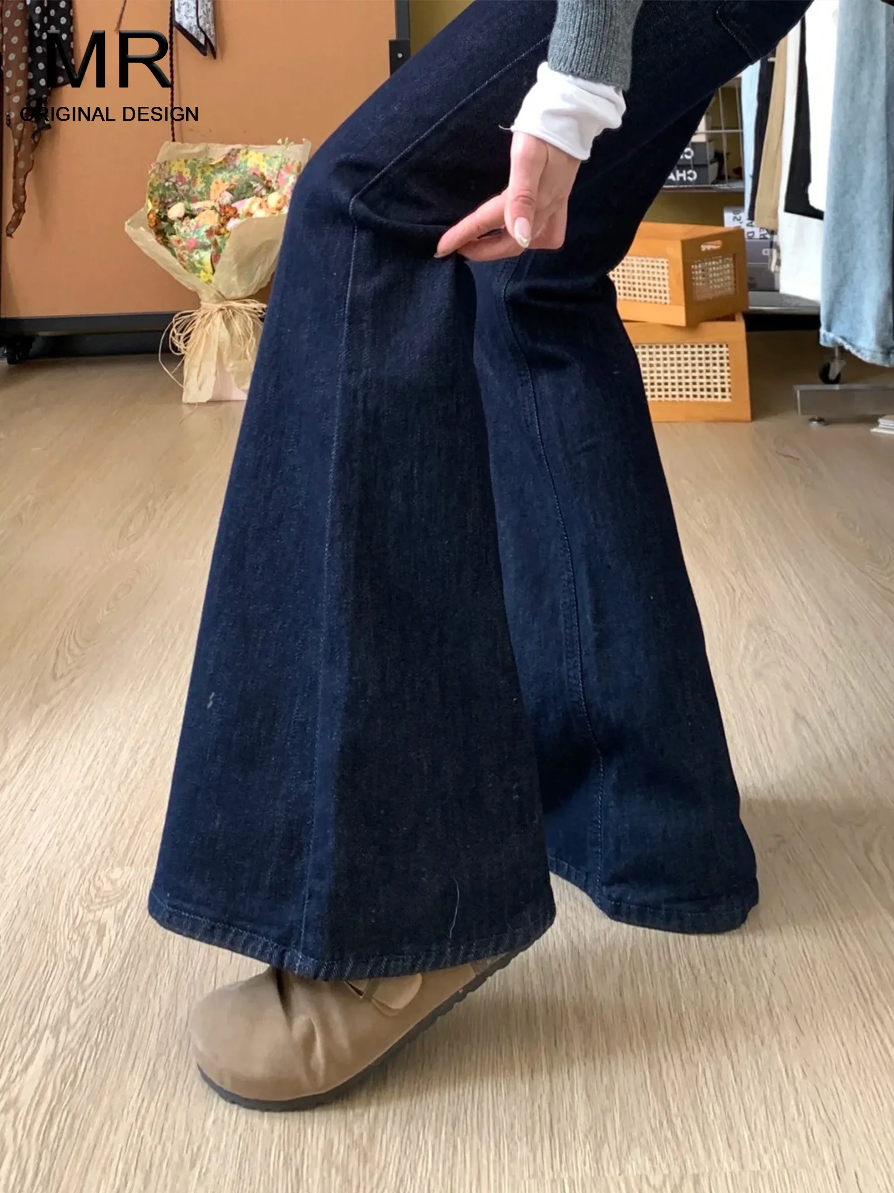 

Джинсы-клеш с высокой талией для женщин, утягивающие, в американском стиле, летние, новинка 2026 года, модные брюки-клеш