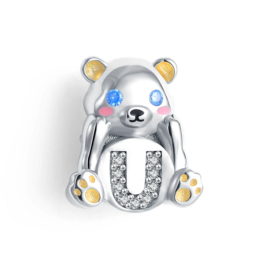 

925 Sterling Silver Cute Bear Bead Charms Fit European Bracelet and Necklaces Jewelry Christmas Day Gifts for Women Girlfriend