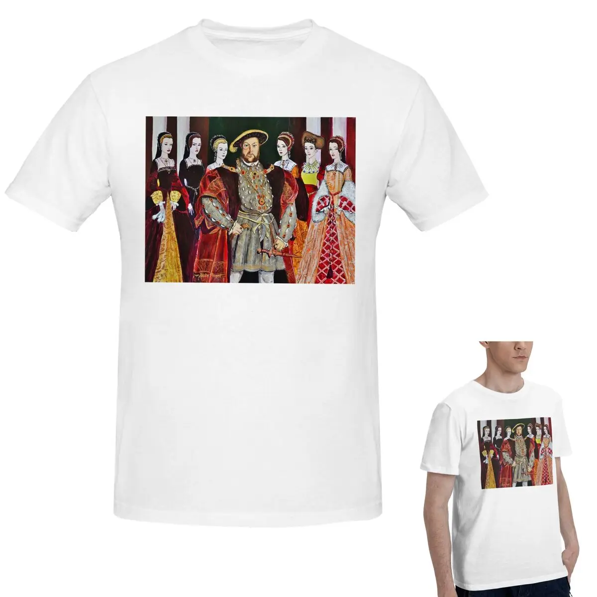 

100% Cotton King Henry 8th And His Six Wives T-Shirt Men's Fashion Oversized T Shirt Men O-Neck Summer Shirts Tops S-6XL