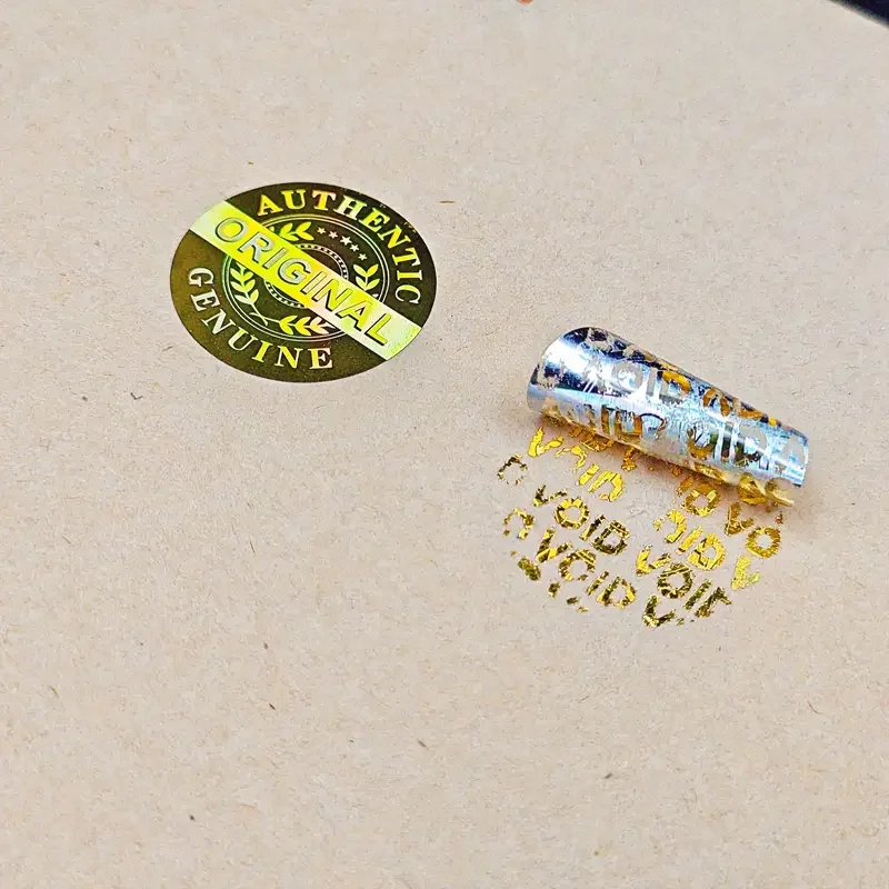 500pcs/1000pcs Rolled Gold VOID Authentic Tamper Proof Holographic Original Stickers for Commercial Business Gift Package Box