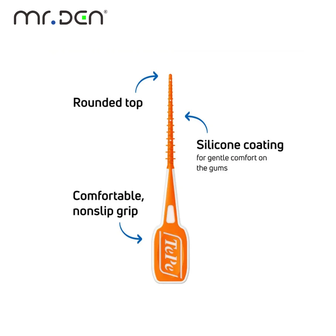 MRDEN TePe EasyPick XS/S M/L Soft Silicone Interdental Picks Bendable 150° Orthodontic Braces 0.2mm Tip Teeth Gap Cleaner