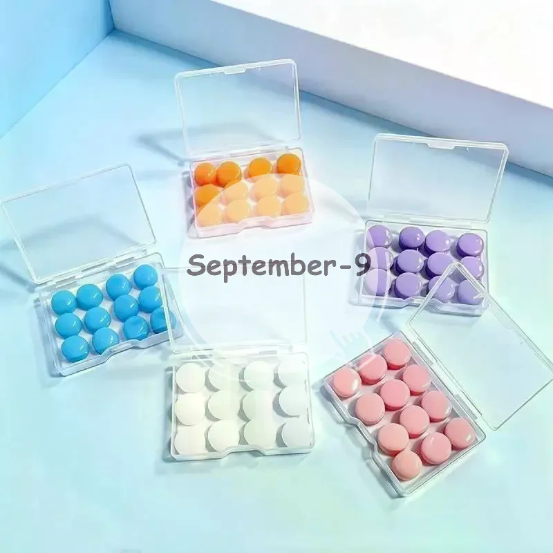 12Pcs/Box Reusable Soft Silicone Ear Plugs Flexible Noise Cancelling for Sleep Study Travel Work Daily Use