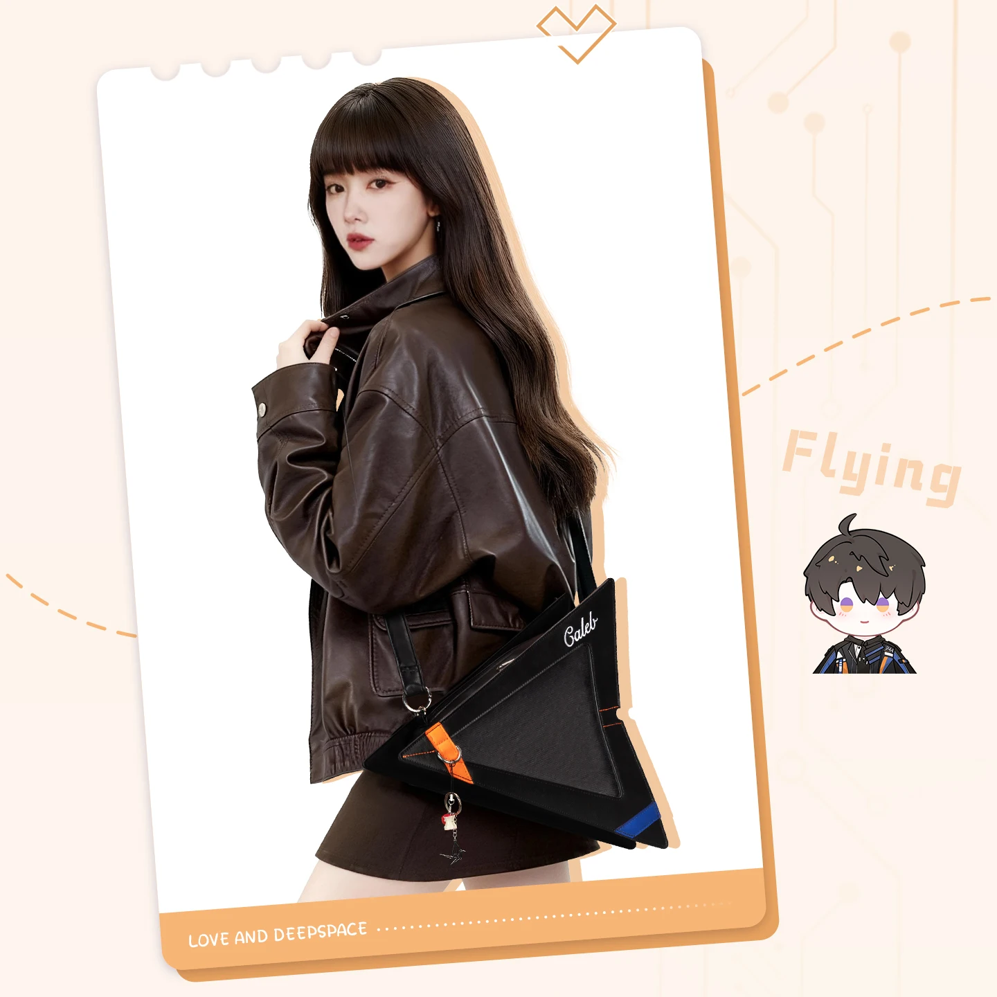 Love and Deepspace Cosplay Caleb Ita Bag Cartoon Handmade Single Shoulder Bags PU Leather Transparent Backpack Crossbody Bag