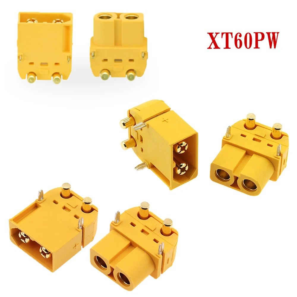 Amass XT60PW PCB Mount Connector 90° Gold Plated Male Female Plug For RC Drone Battery Power Adapter