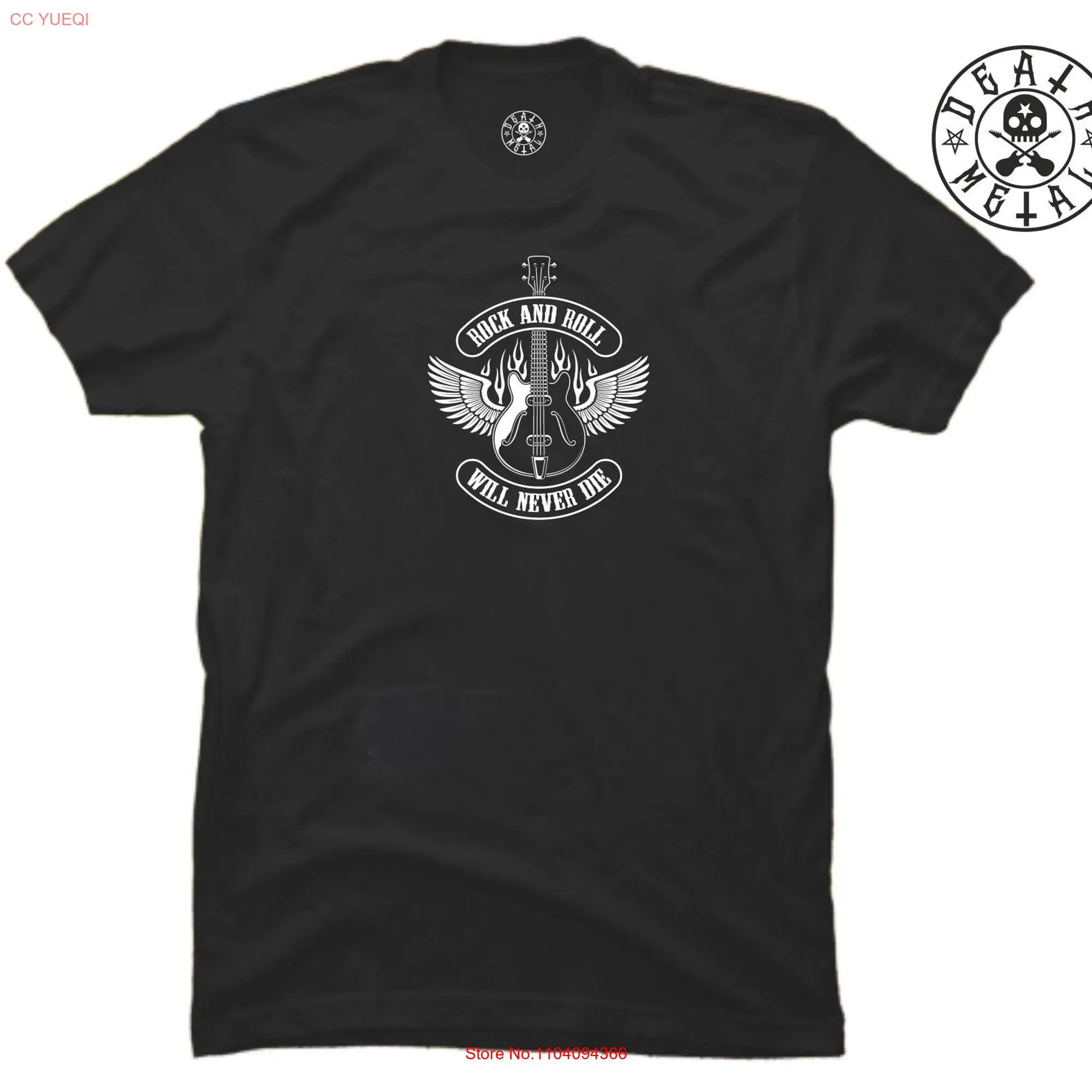 Guitar Wings T Shirt Music Clothing Pop Hip Hop Rock n Roll Will Never Die Heavy Metal Gothic Angel Church Fans Xmas Men Top