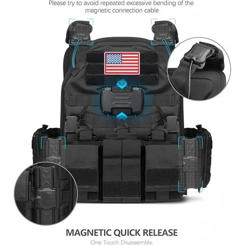 Tiexuebing Magnetic Quick Release Tactical Vest - Airsoft Vest MOLLE System Nylon Multifunctional  Plate Carrier 6094 Vests