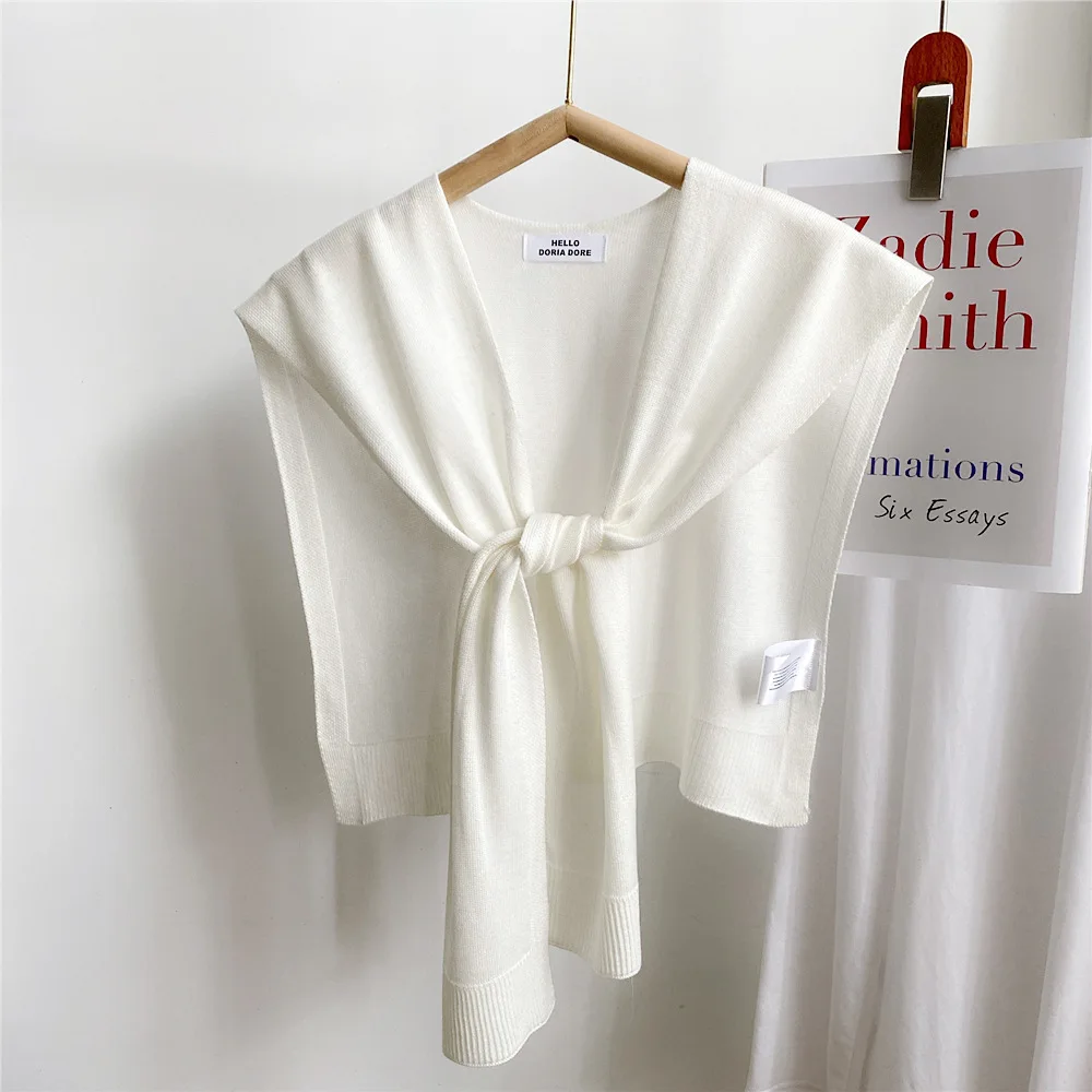 Shawl Acrylic Breathable Solid Color Lightweight Women Summer Air Conditioner Shoulder Wrap for Blouse Korean Style Premium