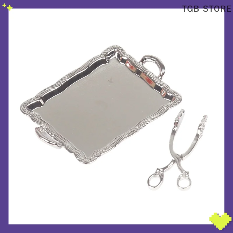1Pcs Metall Kuchen Tabletts Brot Clip Desserts Platte Küche Modell Dekor Spielzeug Puppe Haus Zubehör
