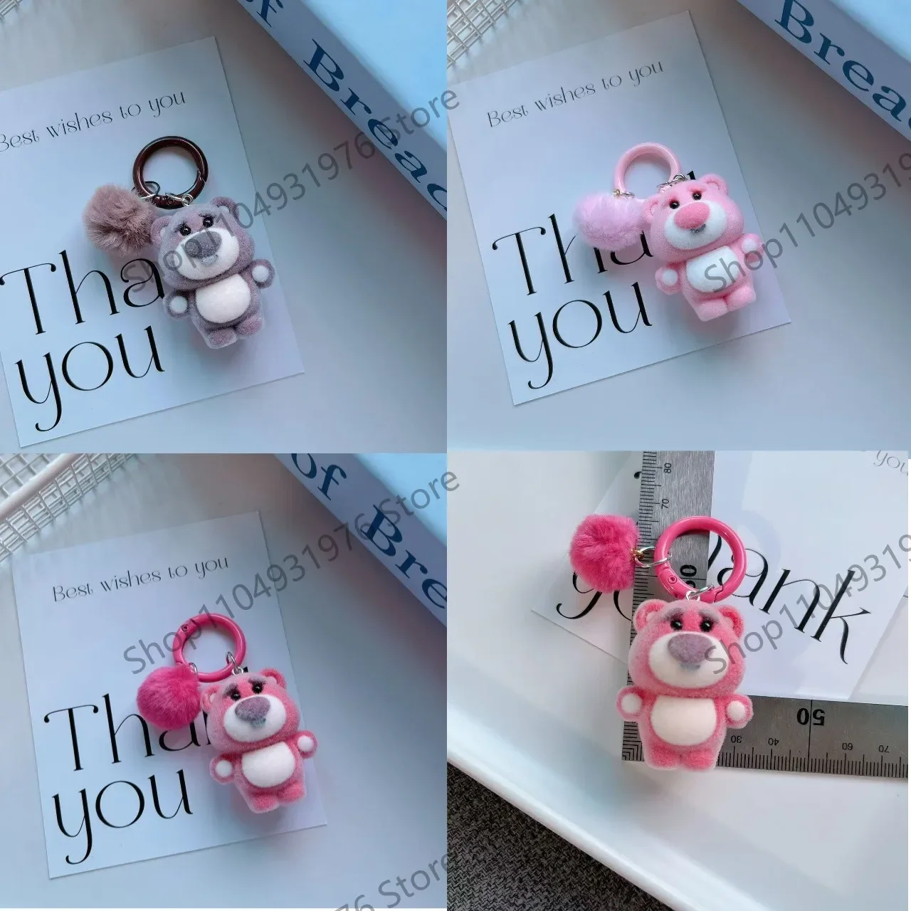 

Disney Flocking милый розовый медведь брелок женская сумка украшение аниме плюшевые игрушки