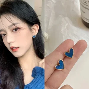 Anting-Anting Korea Lucu Anting-Anting Zirkon Bling Hati Anting-Anting Warna Emas Serbaguna Hijau Tua Antik untuk Perhiasan Fashion Wanita 2024 Hadiah Baru 10 penjualan terbaik perhiasan la express - №
