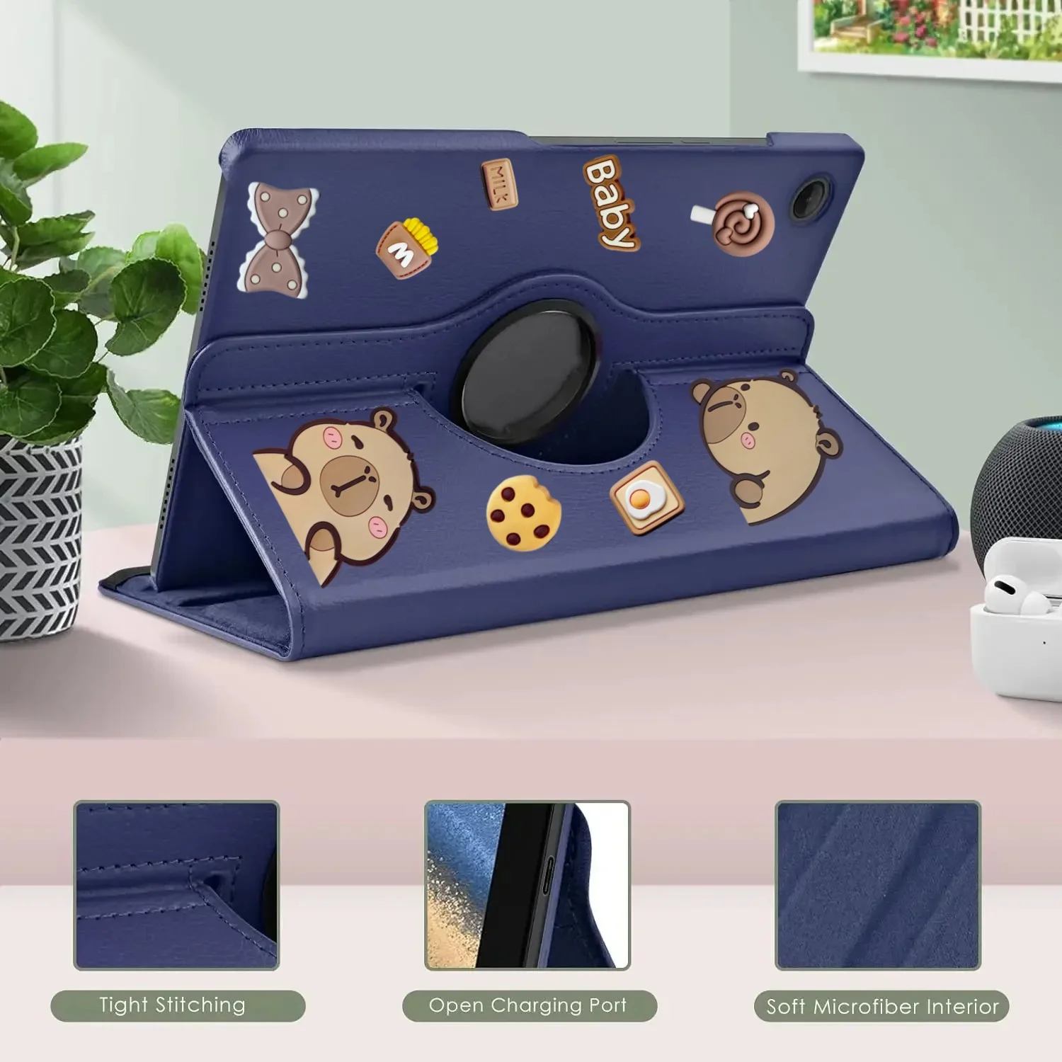 For Huawei Honor Pad X8a Case 11-inch DIY Cartoon Capybara Patch PU Leather Stand Case For Honor Pad X8a 2024 Tablet Cover Funda