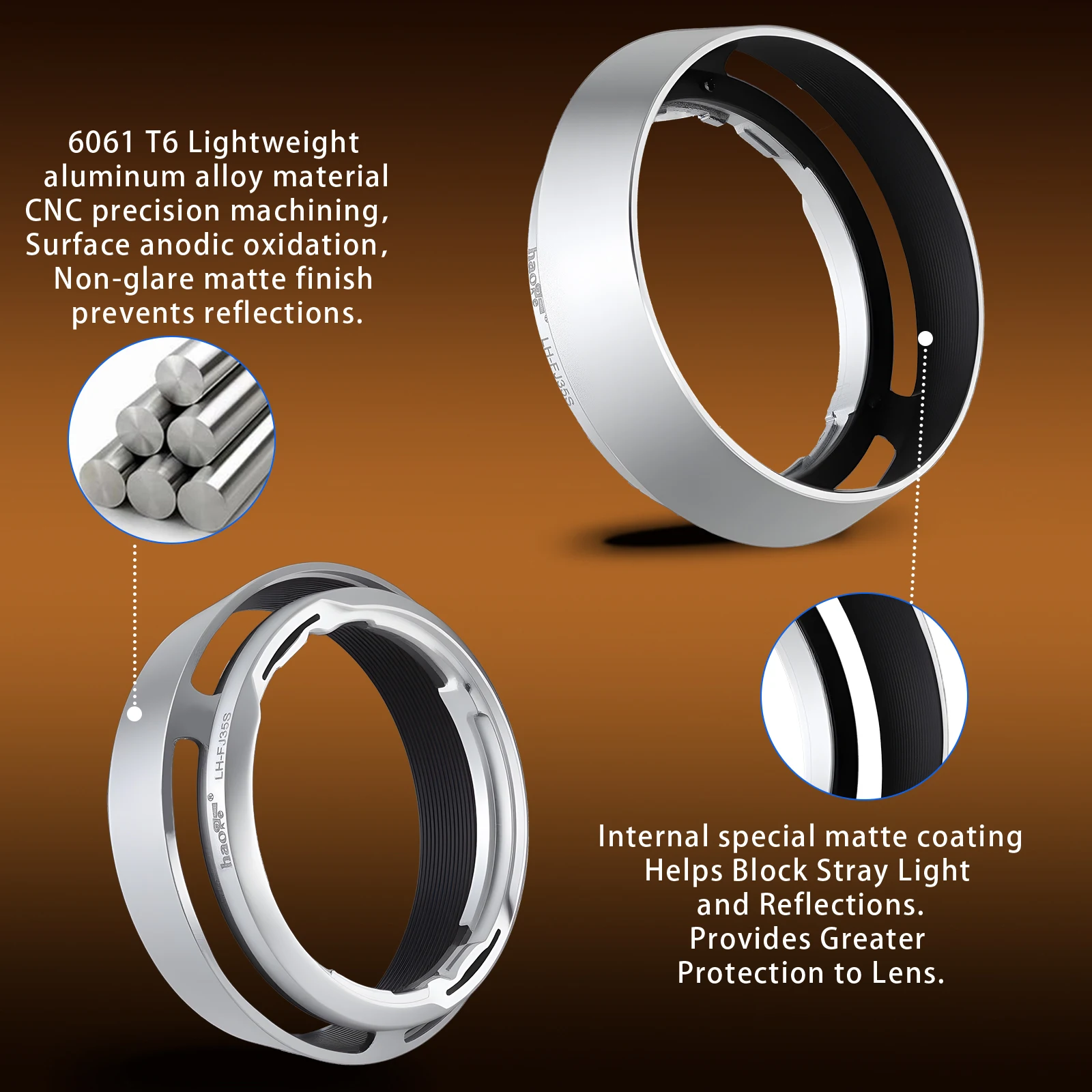 Haoge LH-FJ35S Round Metal Lens Hood for Fujifilm XF 35mm 23mm f/2