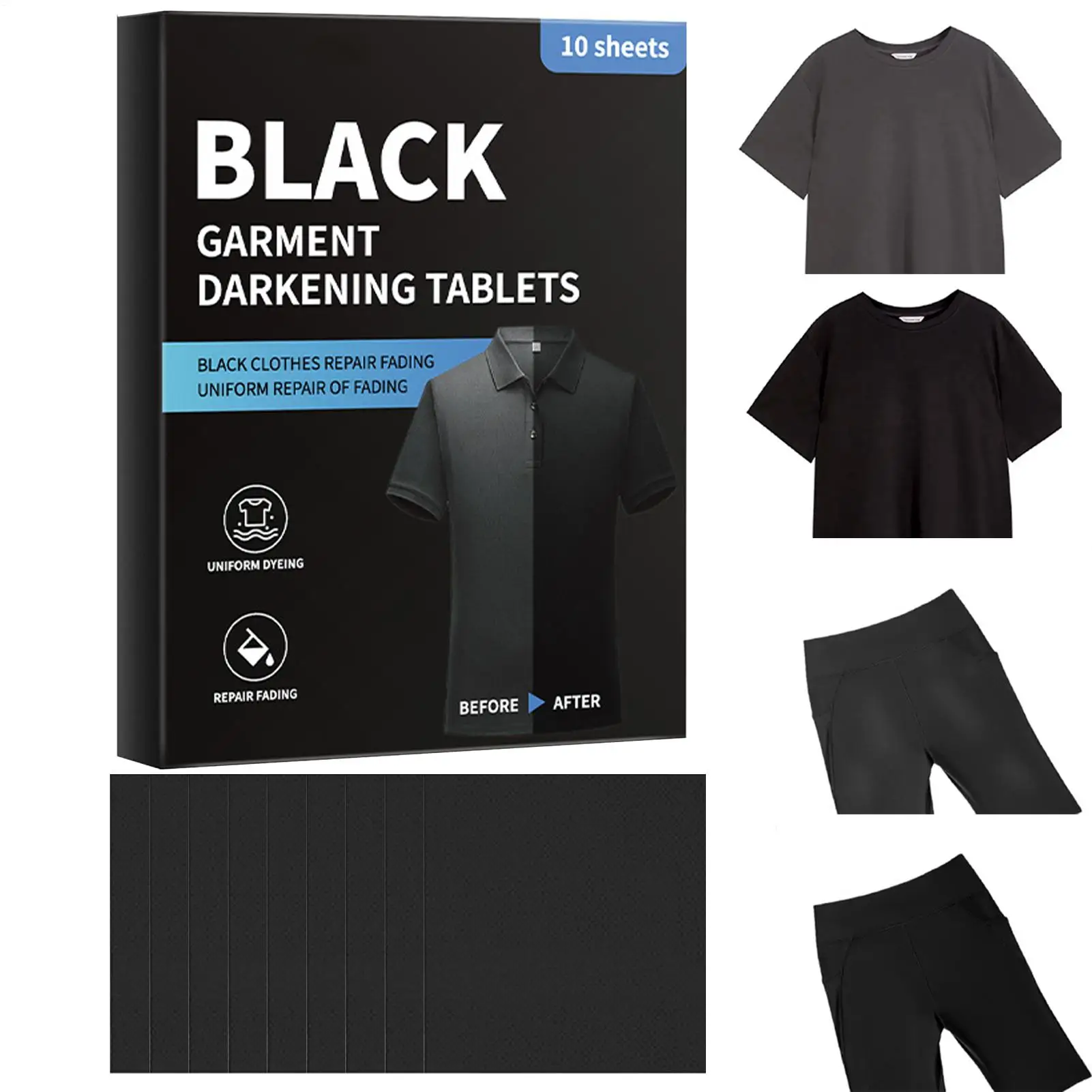 10Pcs laundry black color enhancement sheet Darkening Cleaner used for fading black clothes supplement color for Clothes Protect
