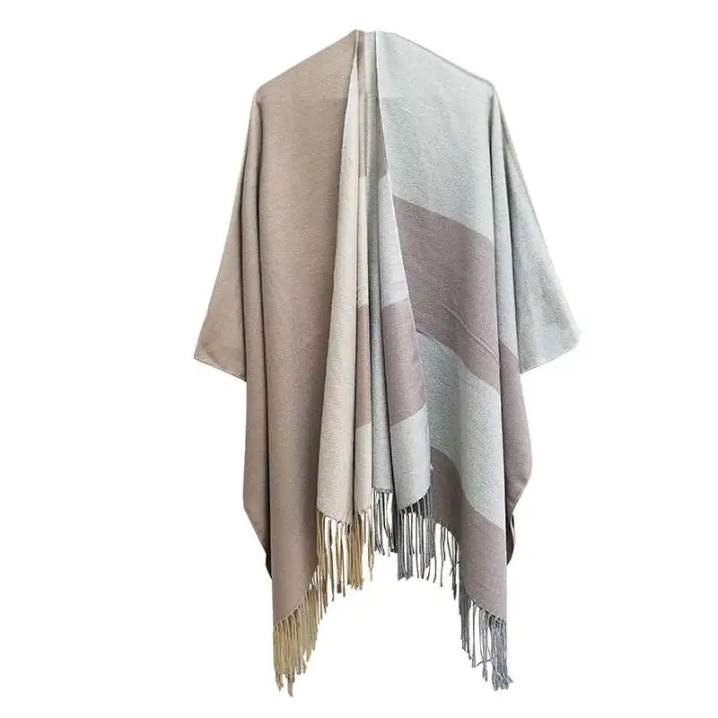 

Thiened геометрический куб дизайн шарф шило накидка осень зима теплое длинное пальто плащ с капюшоном модный вязаный шерстяной имитация