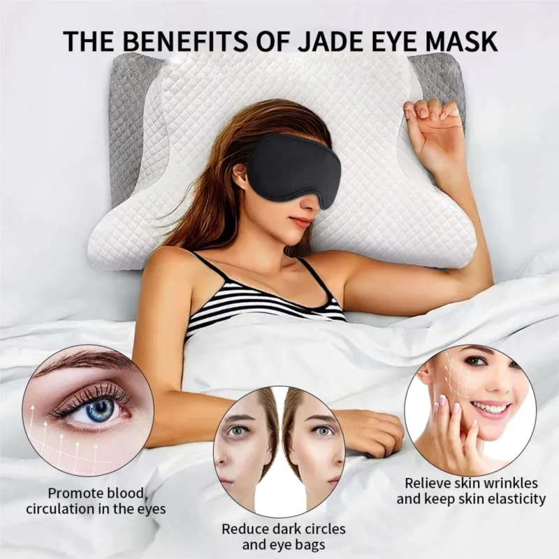 Migraine Relief Hand-Polished Cold Compress Facial Natural Jade Eye Mask Cooling Gemstone Therapy for Puffy Eyes Dark Circles