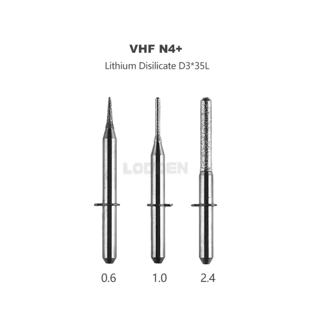 VHF N4+ Dental Emax Milling Burs For Dental Lithium Disilicate Grinding Carborundum coating Drill0.6/1.0/2.4mm L35 Milling Burs