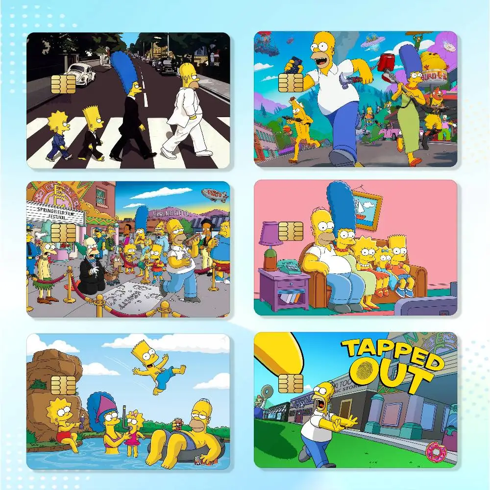 The S-simpsons Cartoon Matte Card Stickers For Credit Cards Debit Cards And Transit Cards 4Pcs