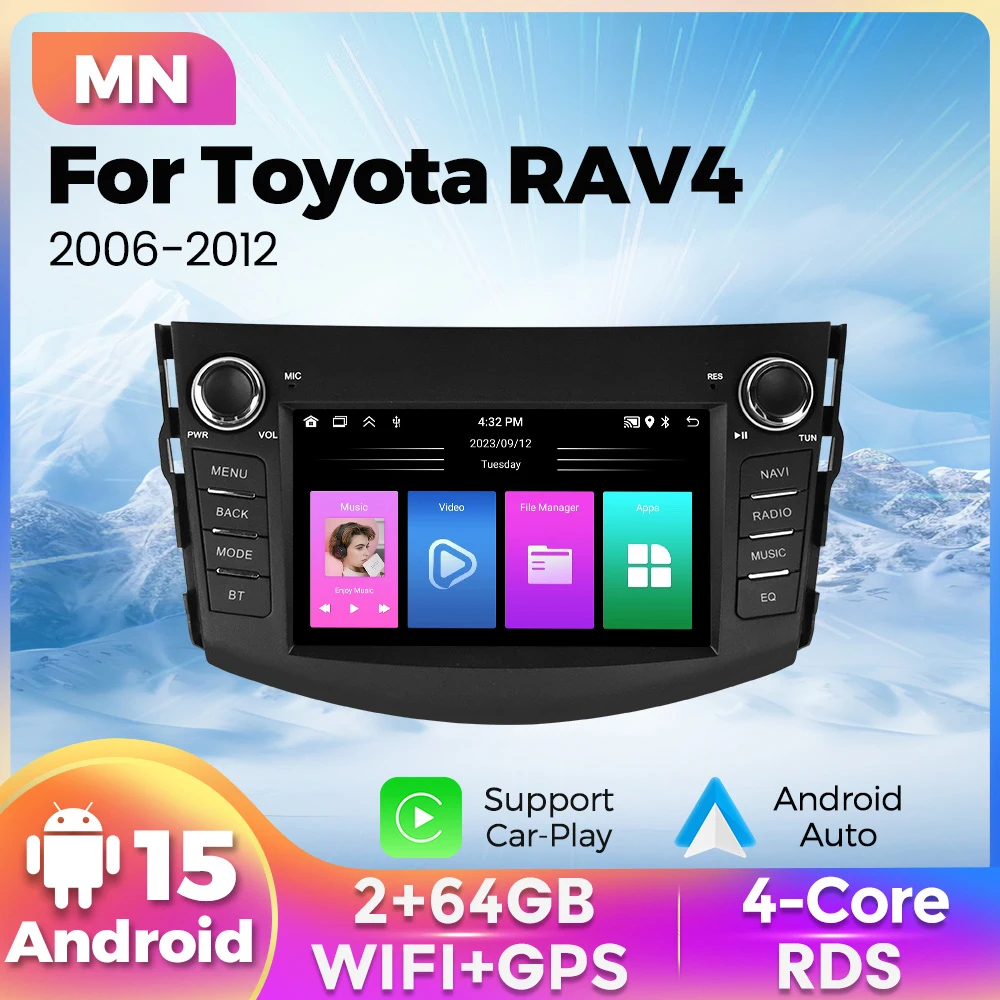 

Android 15 Car Radio Stereo For Toyota RAV4 2006-2012 Wireless Carplay GPS Navigation Auto Multimedia Player RDS FM Autoradio BT