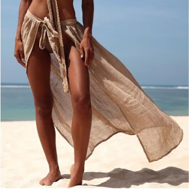 2023 nowe okrycia letnie damskie stroje plażowe bawełniana tunika sukienka bikini kąpiel Sarong spódnica wiązana narzutka na strój kąpielowy Up