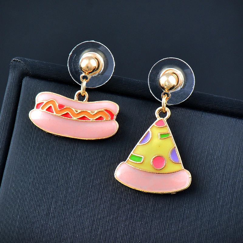 SINLEERY colorful enamel sandwich doughnuts drop earrings for women wedding party fashion jewelry accessories ES292