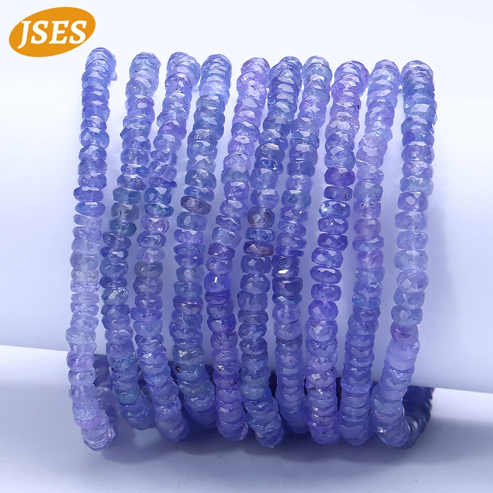 

Top Genuine Natural Tanzanite Elastic Bracelet Rondelle Beads Loose Gemstone Bead Bangle for Jewelry Making DIY Birthday Gift