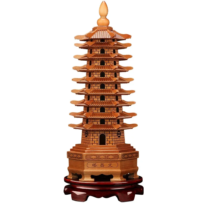 Mahogany Wenchang Tower ornament wooden ninth floor and thirteenth floor student desk ornament for friends