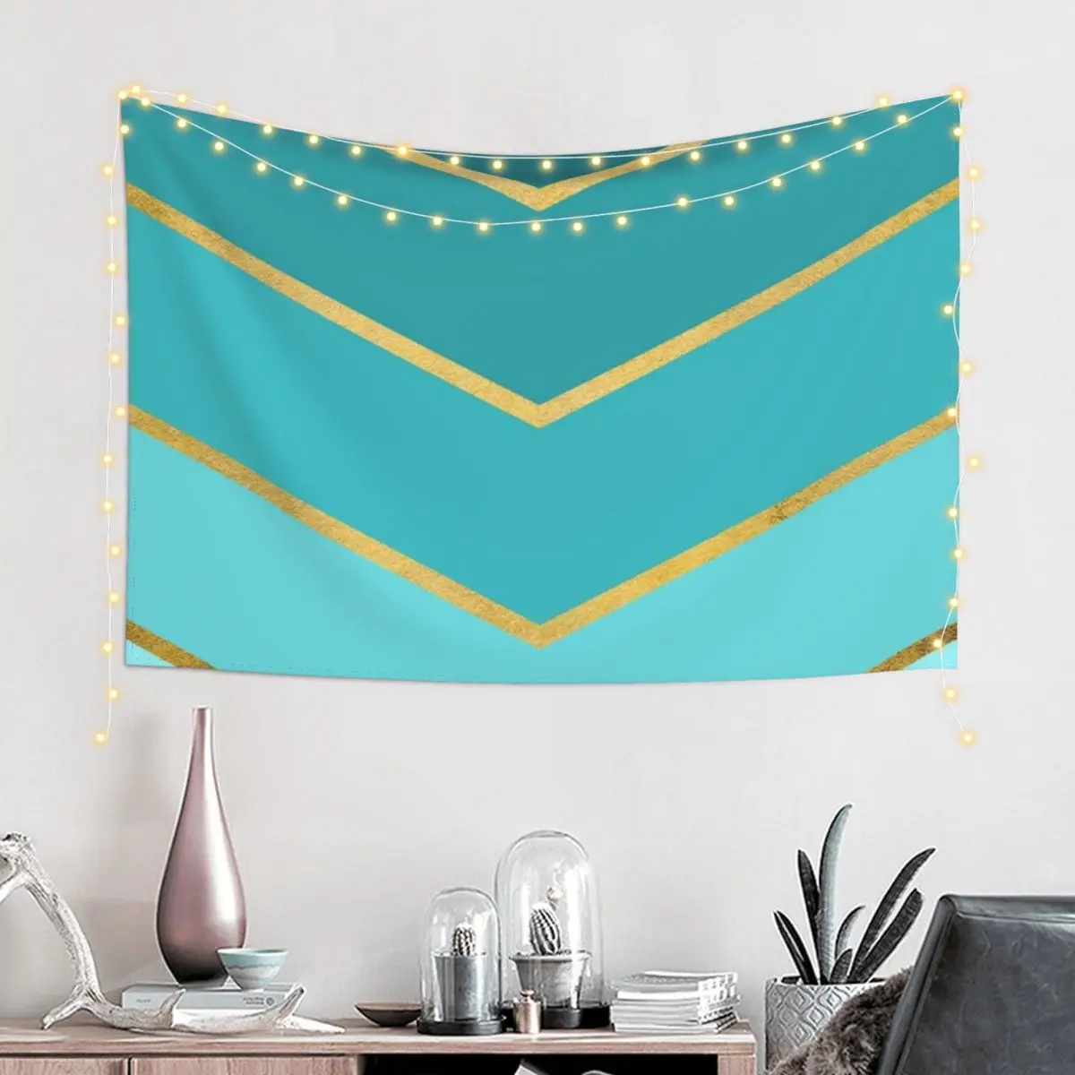 

Geometrical teal and golden arrows modern art Tapestry Bed Room Decoration Outdoor Decor Tapestry