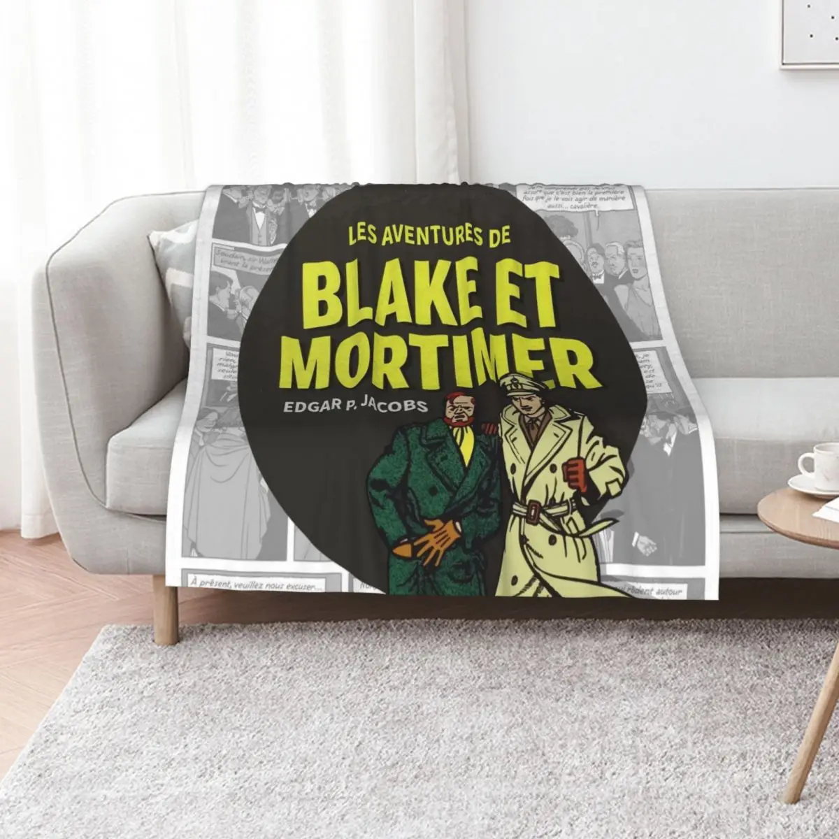Manta de franela cálida con diseño de Las aventuras de Blake y Mortimer para sofá, silla y dormitorio