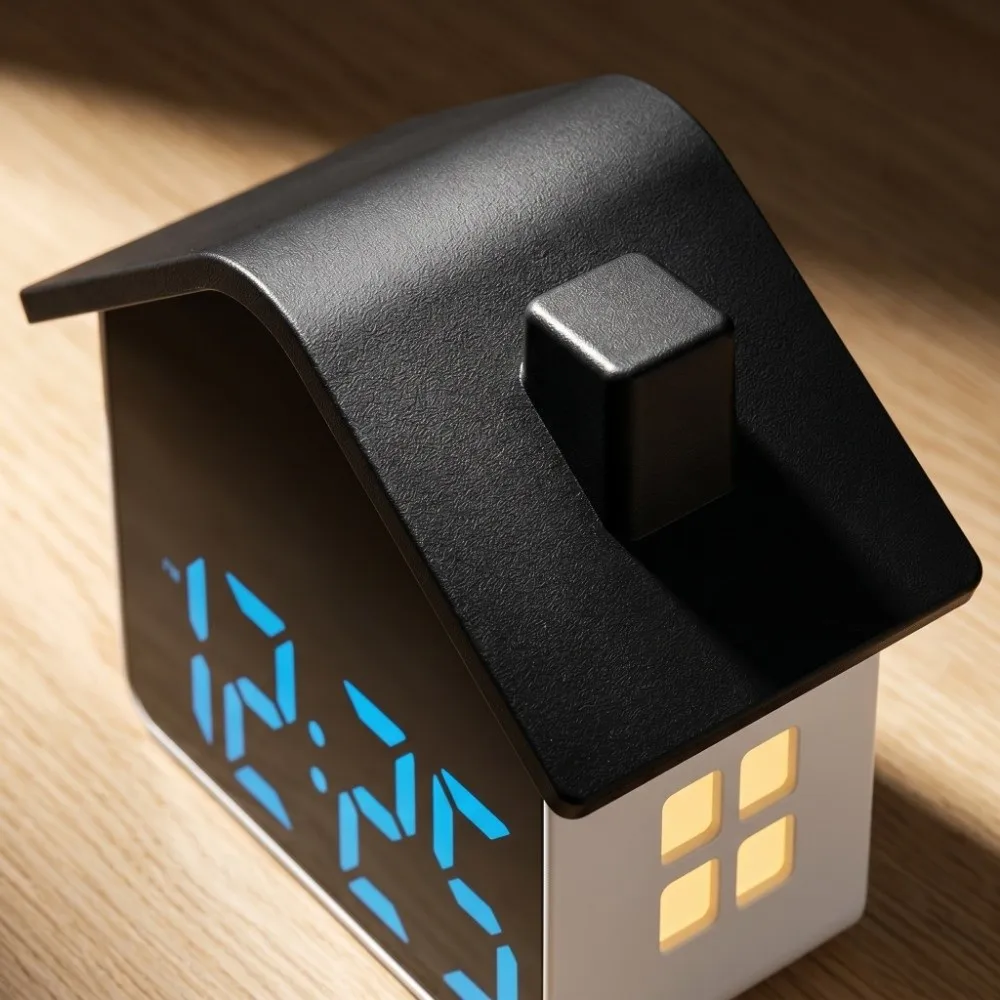 

Night Light LED Alarm Clock Minimalist House Shaped Electronic Clock Brightness Adjustment Creative Digital Table Clock