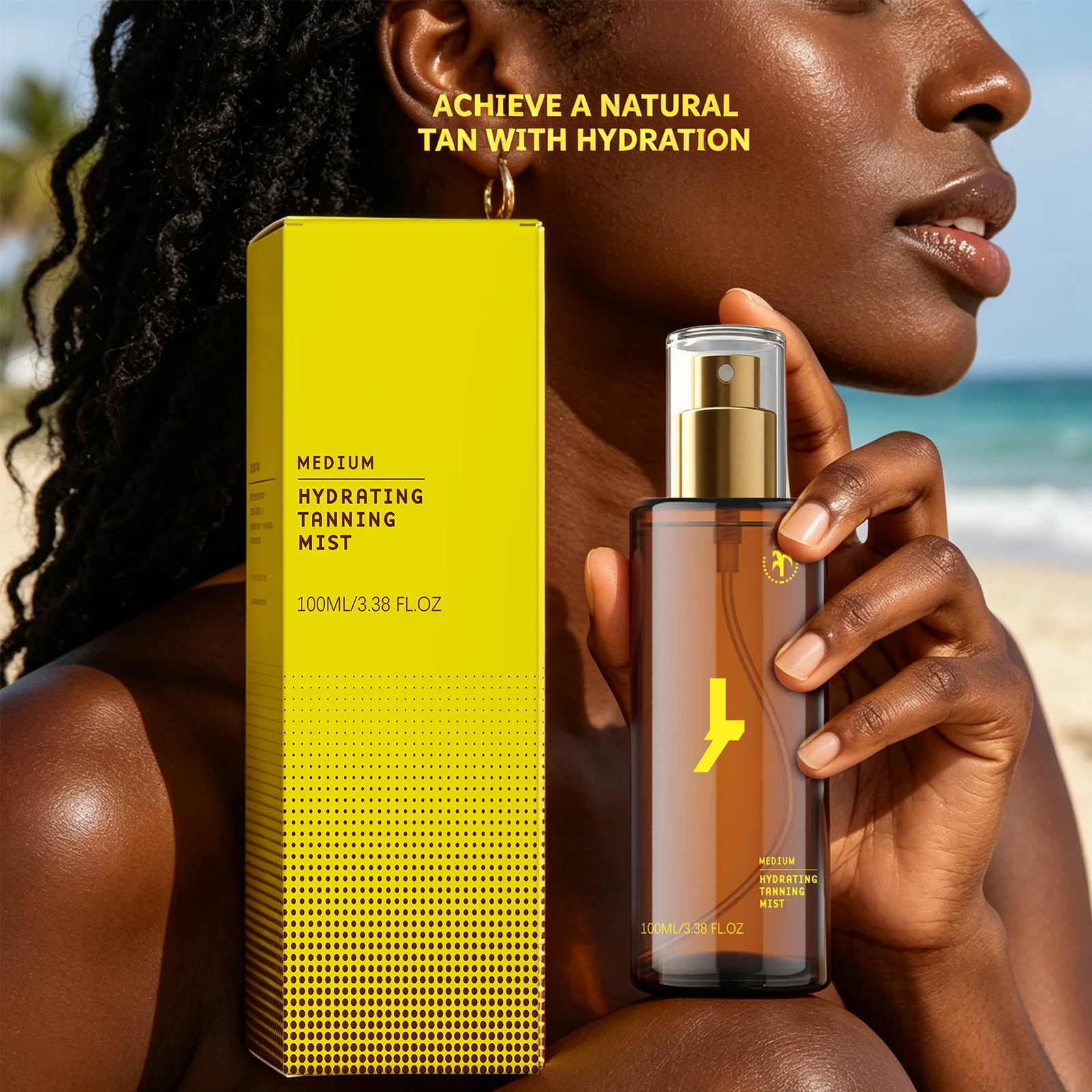 Medium Hydrating Tanning Spray Sunless Bronzing Mist for Outdoor Summer Care Natural Even Glow Face Body Bronzing Tan Serum