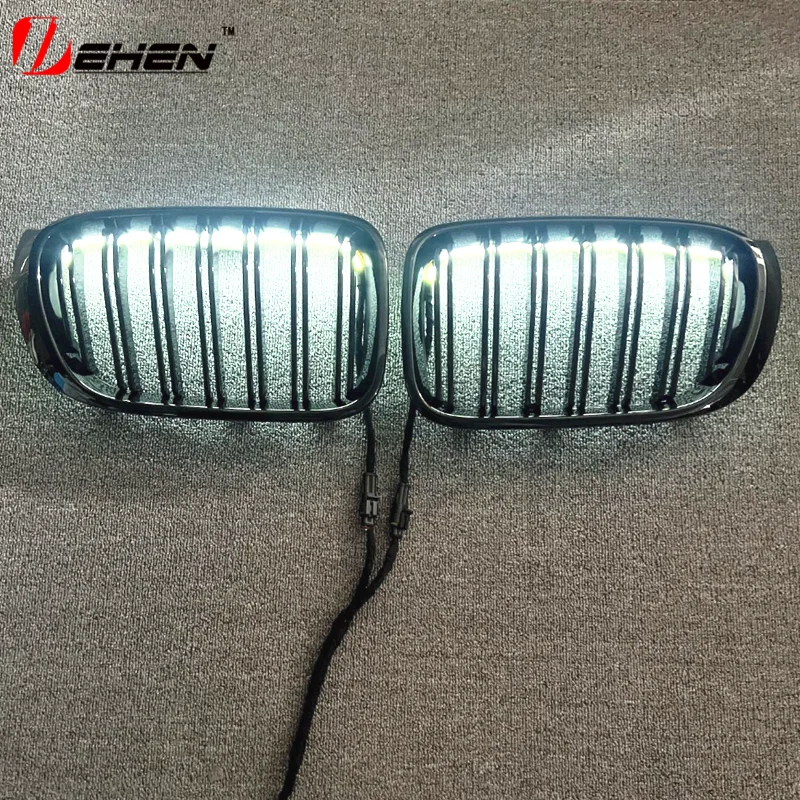For BMW E81 E87 E90 E92 E93 E39 E60 E61 E70 E71 E53 E89 E84 With LED Lights Car Front Bumper Kidney Grille