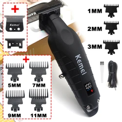Kemei KM-2293 Full Metal Professional Trimmer for Men Zero Gapped Finishing Machine DLC T-Blade Hair Trimmer Machine LED Haircut