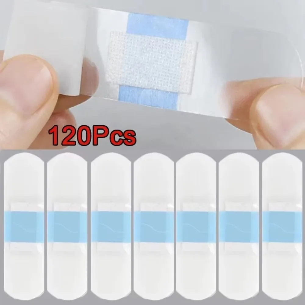 120pcs New PU Waterproof Band Aid Adhesive Backing Breathable Adhesive Strips Transparent Finish Adhesive Plaster Wound Care