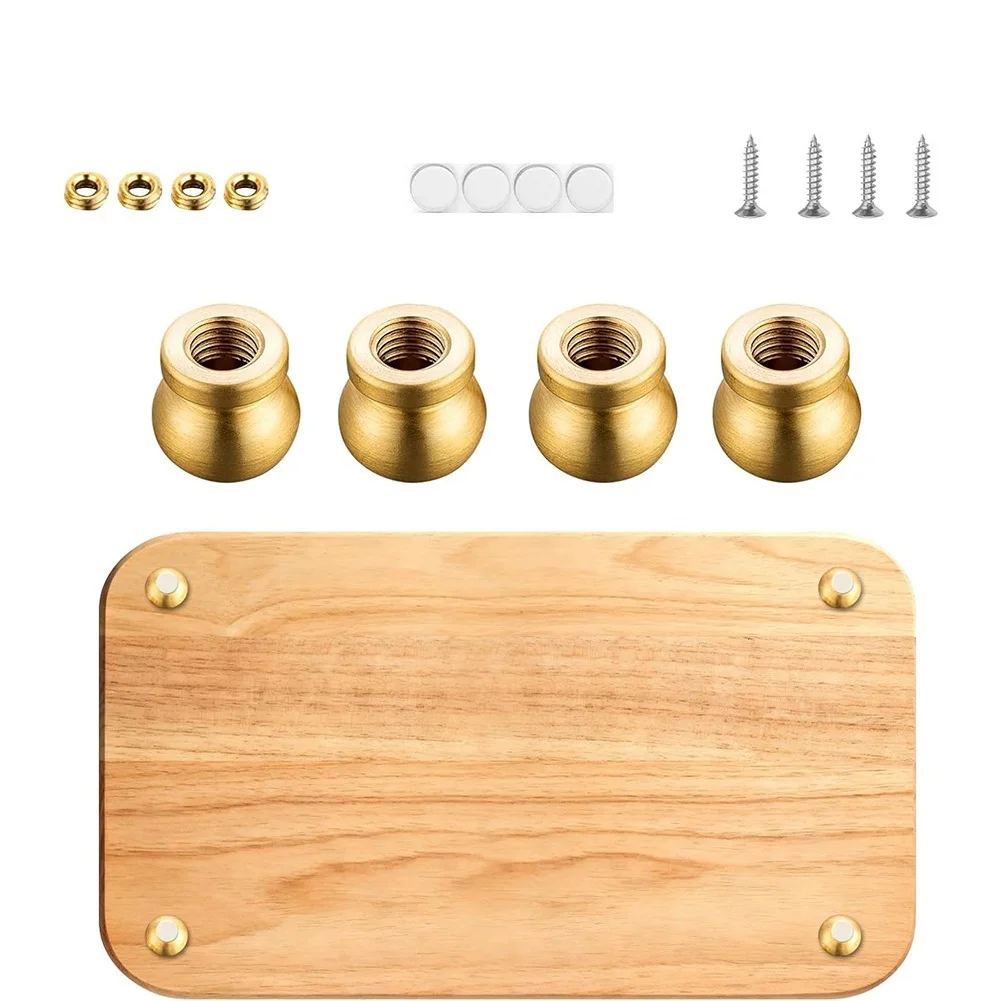 Brass Wood Cutting Board Feet 4 Pack for Serving Tray Display Riser Elevator Stand with Screws Washers Installation Kit