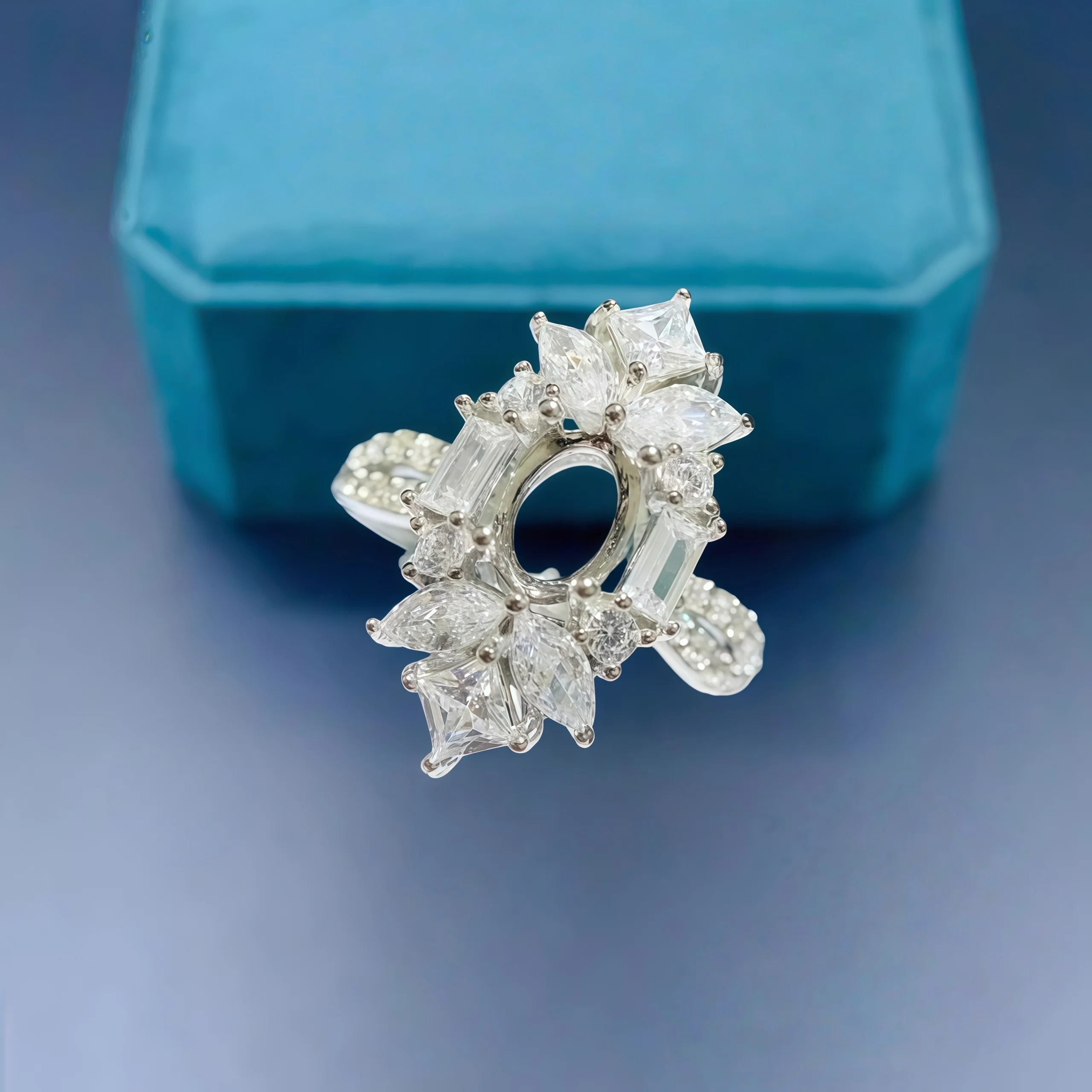 

Fashion DIY Ring Empty Holder S925 Sterling Silver Inlay 5*7mm Ellipse Stone Luxury Zircon Fine Charm Weddings Jewelry for Woman